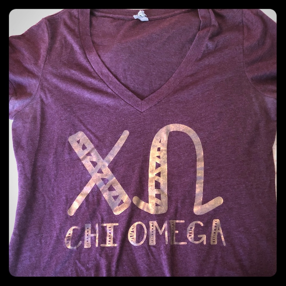 Chi omega American apparel v neck T-shirt